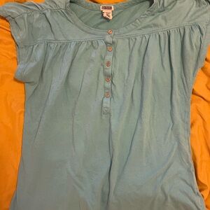 Route 66 Button-Front Cap Sleeve Top